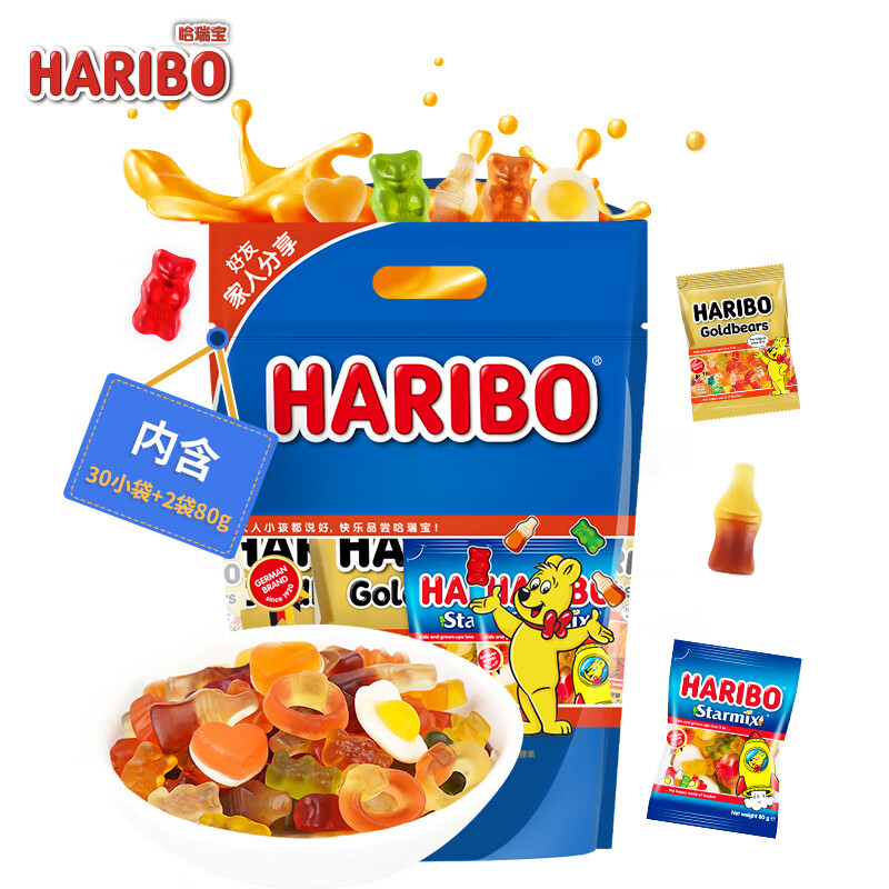 哈瑞宝（Haribo）土耳其小熊水果果汁软糖 多口味造型儿童口袋哄娃零食560g