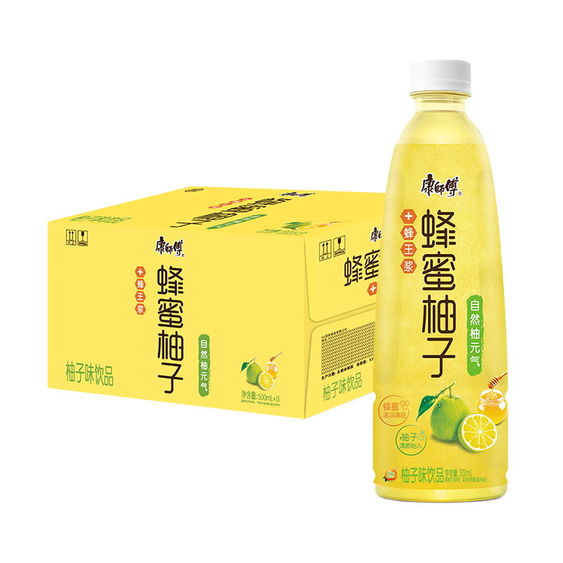 康师傅 轻养果荟 蜂蜜柚子饮品 500ml*15瓶