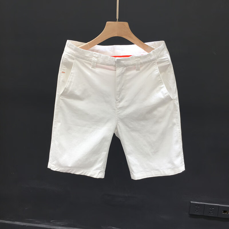 圣马奇保罗男士时尚棉质西装白色短裤韩版休闲五分中裤子潮流夏季薄款