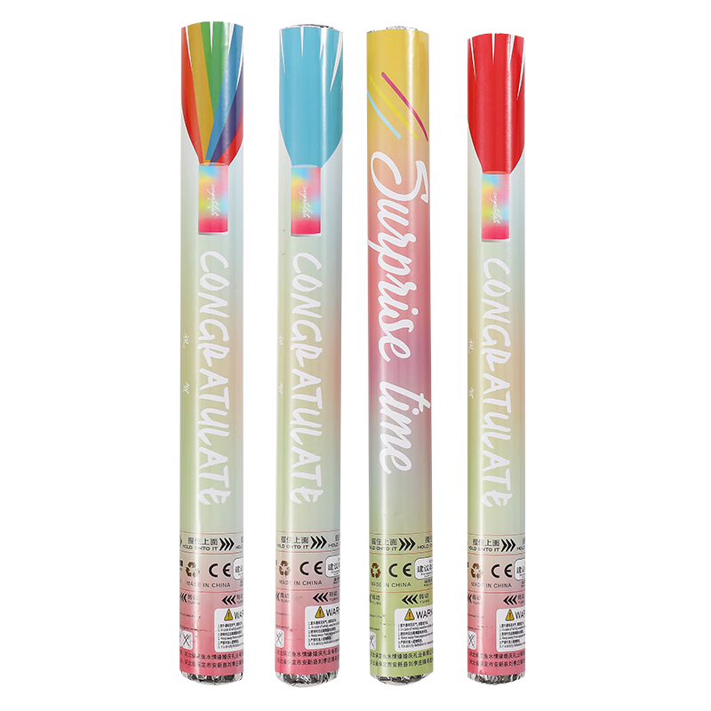 青葦 手持禮炮禮花筒60#4根兒童生日派對活動氛圍道具流星雨絲帶煙花