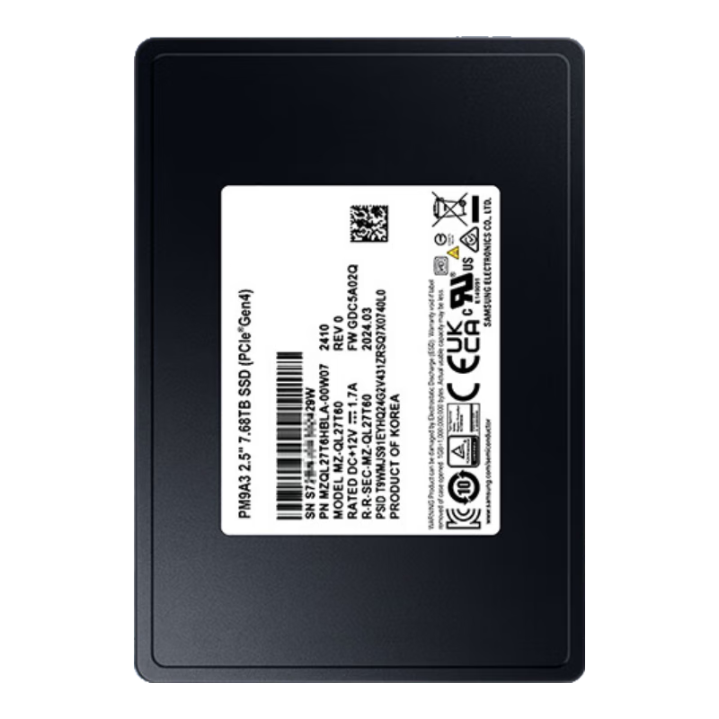 ǣSAMSUNG7.68TBҵSSD̬Ӳ U.2ӿ(NVMeЭPCIe 4.0x4)PM9A3MZ-QL27T600/MZQL27T6HBLA-00W077359.51Ԫȯ