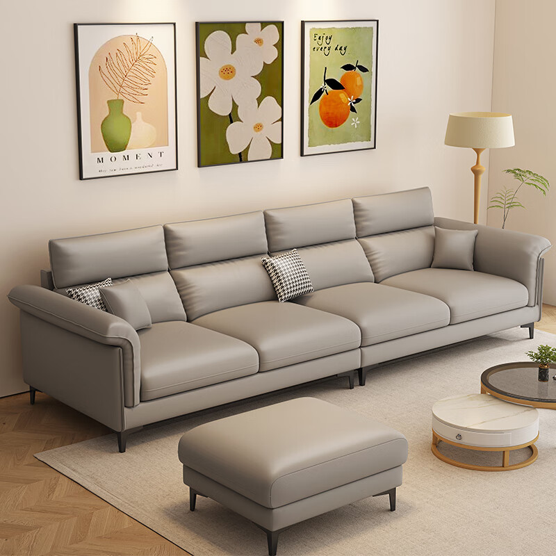 仕博泰布艺沙发客厅小户型现代简约科技布直排沙发 科技布+2cm乳胶+高回弹海绵 四人位 270cm