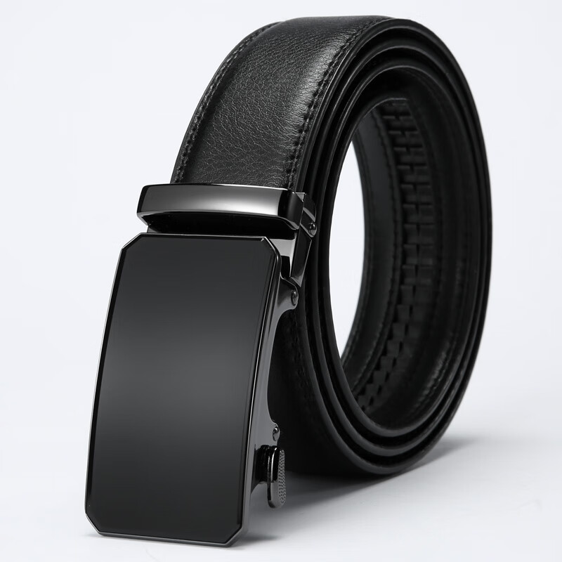 酷奇袋鼠 kq男士皮带牛皮自动扣韩版潮流青年时尚黑色大气腰带男士