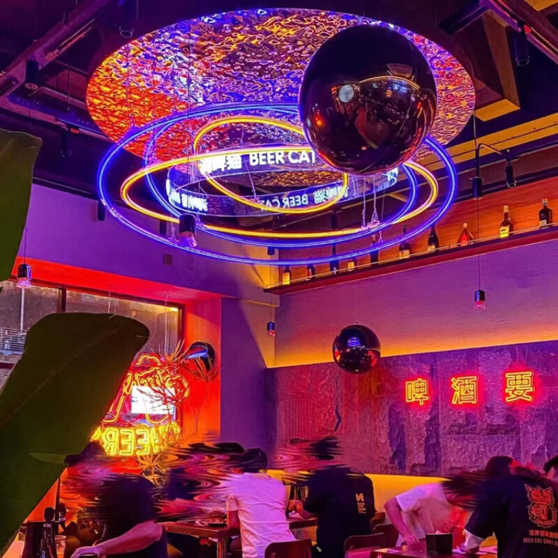 誉彬和酒吧氛围灯吊灯 led霓虹灯圆环亚克力酒吧商场音乐餐厅烧烤小