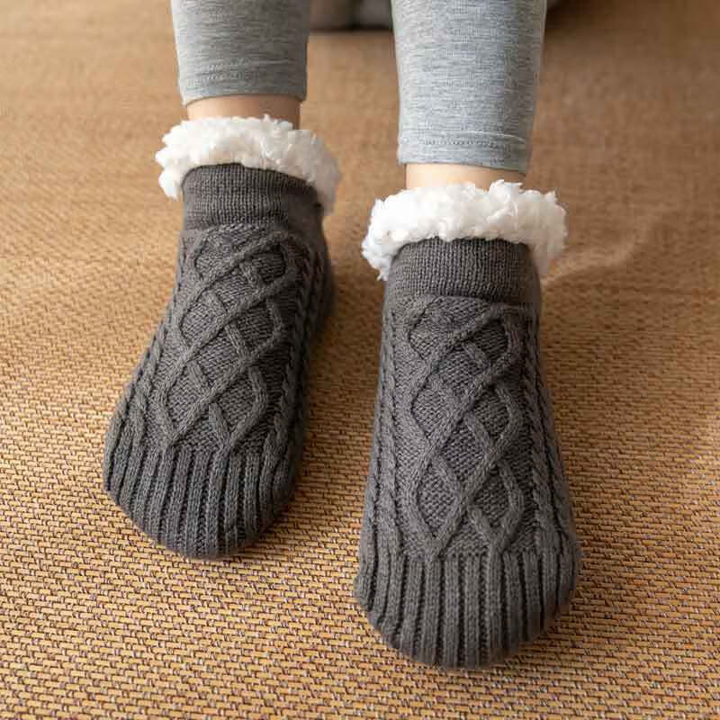 毛线地板袜的编织方法图片