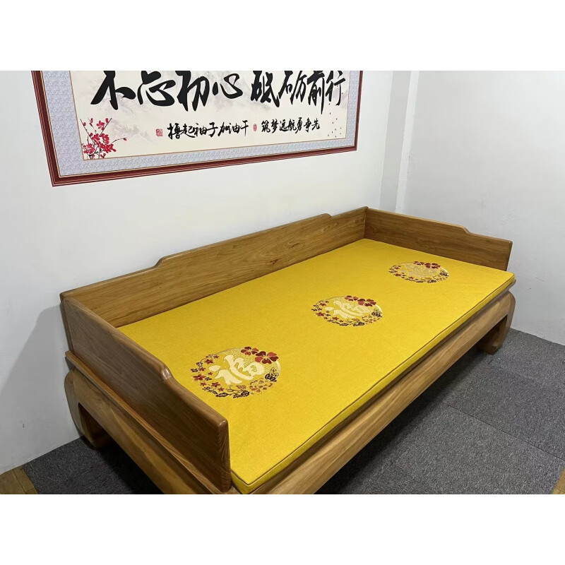 梦品雅中式红木沙发坐垫罗汉床垫中式古典坐垫实木家具加厚海绵垫定制 黄色单个床垫 190*95*3.5棕垫