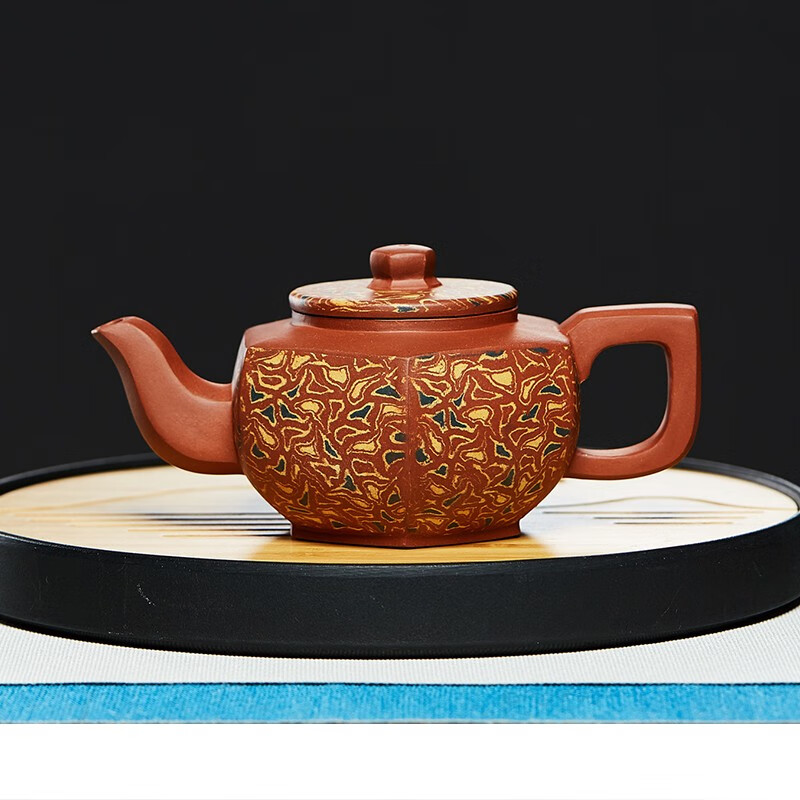 尊壶 宜兴紫砂壶手工茶具六方雪华泡茶壶国工李静原矿绞泥礼品泡茶器