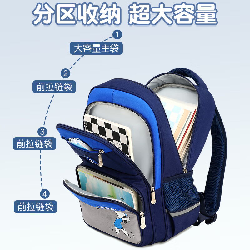史努比(SNOOPY)儿童书包女孩1-3年级小学生儿童书包初中休闲双肩背包男 粉色小号