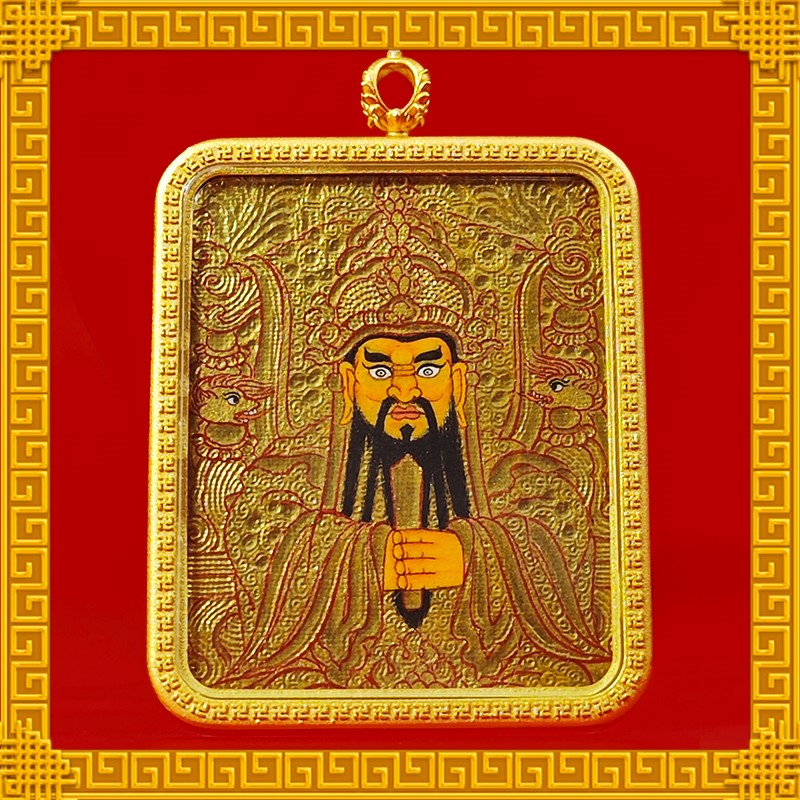 五台景区龙五爷财神唐卡吊坠随声佛像护身符佛 金唐五爷纯手绘
