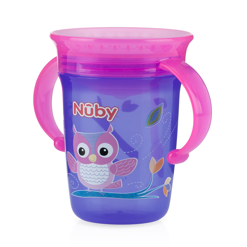 NUBY（努比）魔术杯宝宝学饮杯婴儿童喝水喝奶嘬吸嘬饮直饮水杯啜饮杯 猫头鹰 240ml