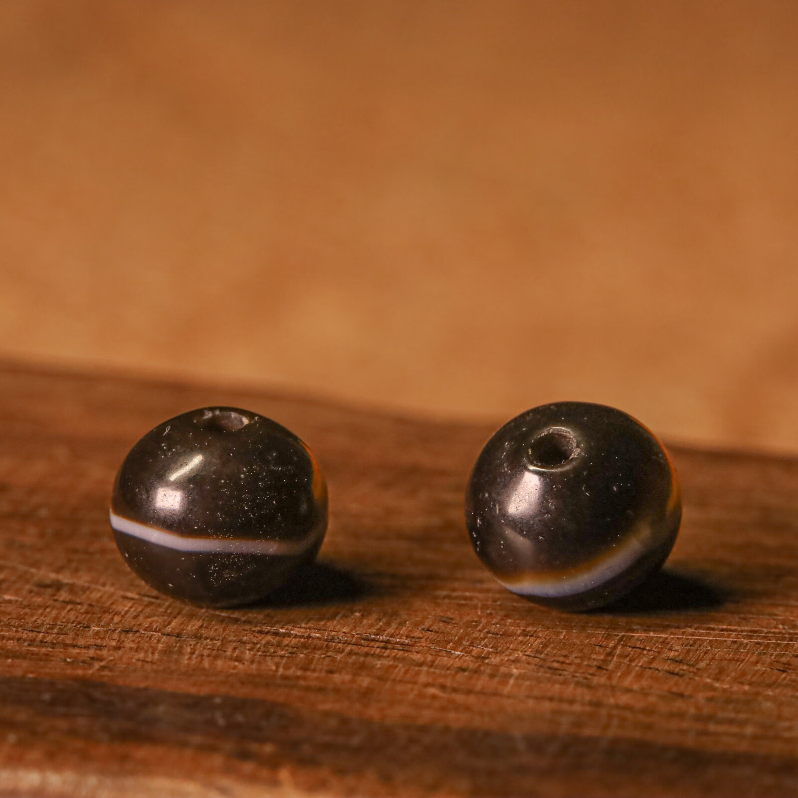 IGIFTFIRE千年黑白玛瑙一线药师珠文玩手串配珠散珠大年份古珠老珠单颗 直径8.5mm