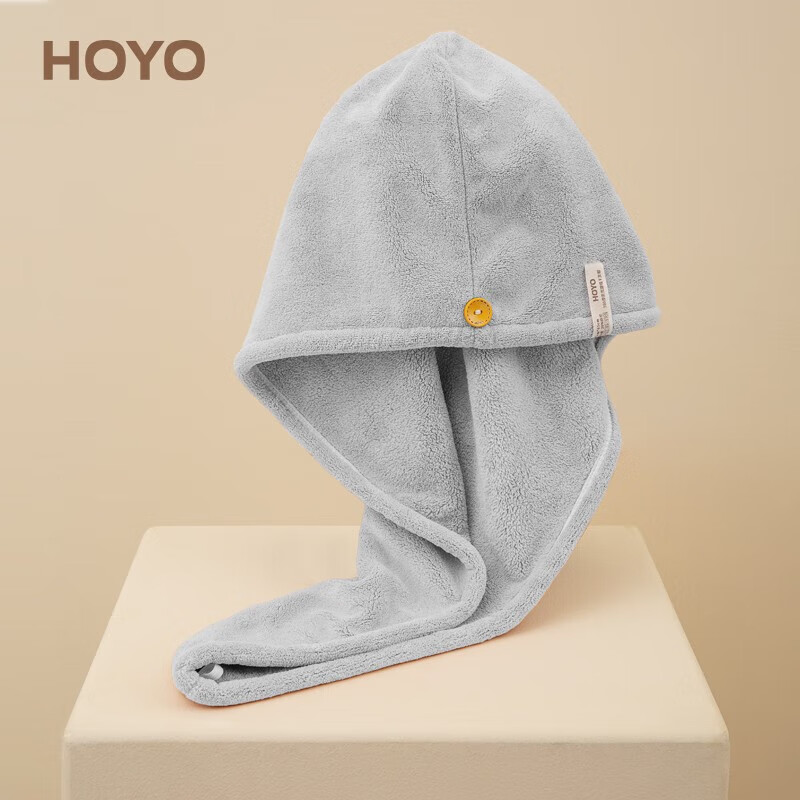 HOYO日本厚柔極絨微米干發(fā)帽 A類(lèi)吸水速干加厚洗頭擦頭干發(fā)毛巾浴帽 加厚-淺灰