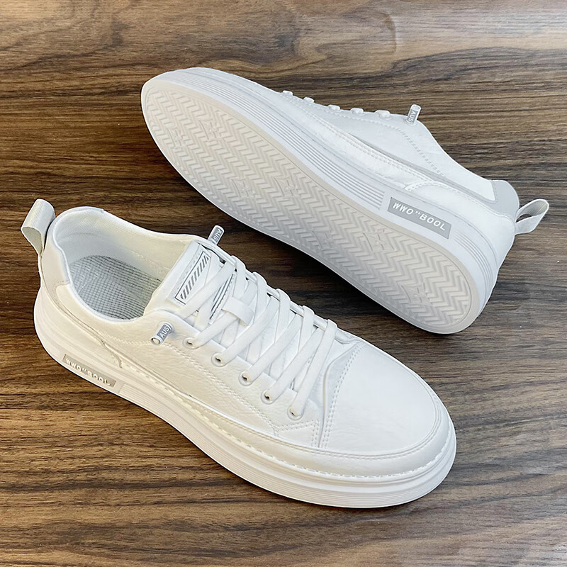 geeck高端轻奢白鞋男2024新款秋季防滑一脚蹬男鞋休闲男士鞋子百搭男