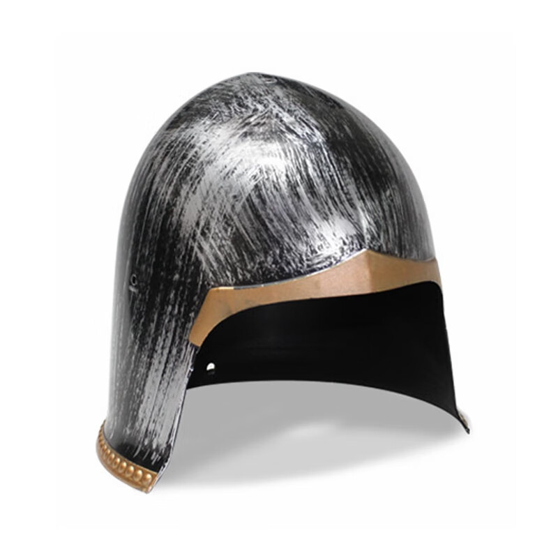 古罗马面具加角木桶尖鼻塑料cos演出游戏万圣节道具帽 角斗士头盔