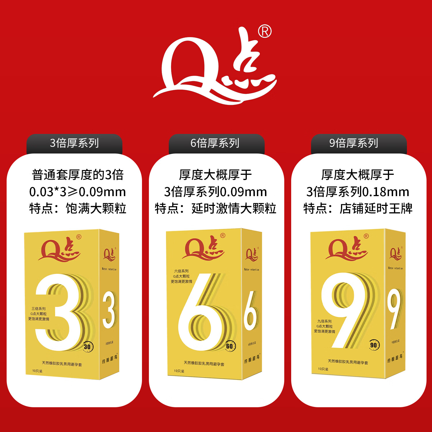 Q点   延时避孕套  加厚安全套男用计生用品  加厚凸点大颗粒狼牙套 【至尊延时组合】狼牙大颗粒