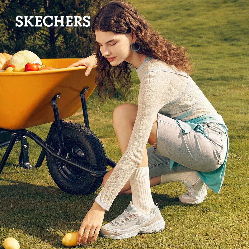 斯凯奇（Skechers）奶茶熊休闲运动鞋女子时尚厚底老爹鞋熊猫鞋增高149238 自然色/NAT 37