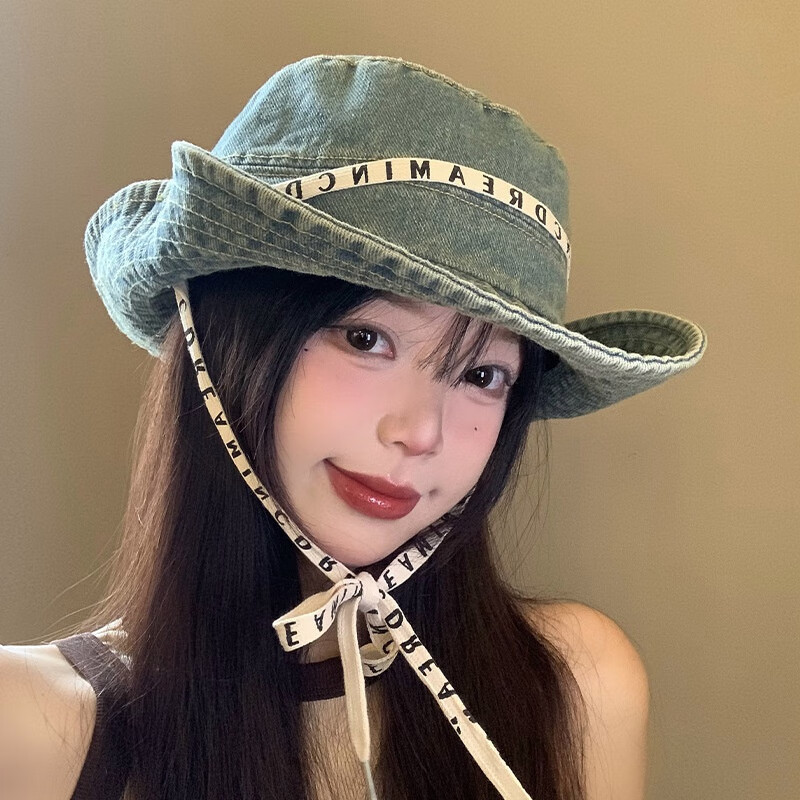 soul wake字母绑带牛仔登山帽女户外徒步大头围渔夫帽日系复古西部