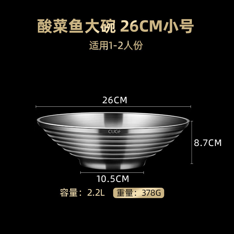 cugf 拉面网红深碗吃面大碗汤碗面碗家用麻辣烫螺蛳粉碗 26cm 1头