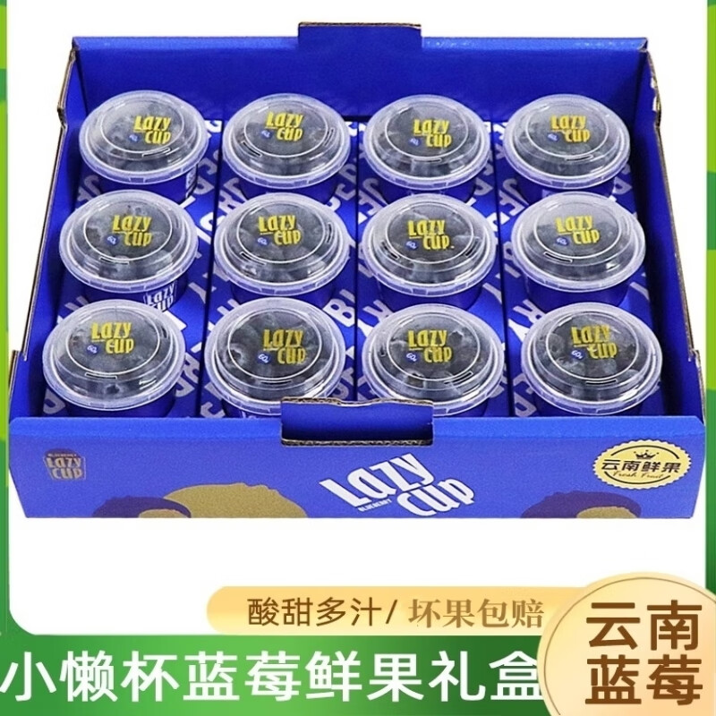 琦拉小懒杯蓝莓鲜果礼盒大果超能小蓝杯兰梅一颗枝冠新鲜水果当季整箱
