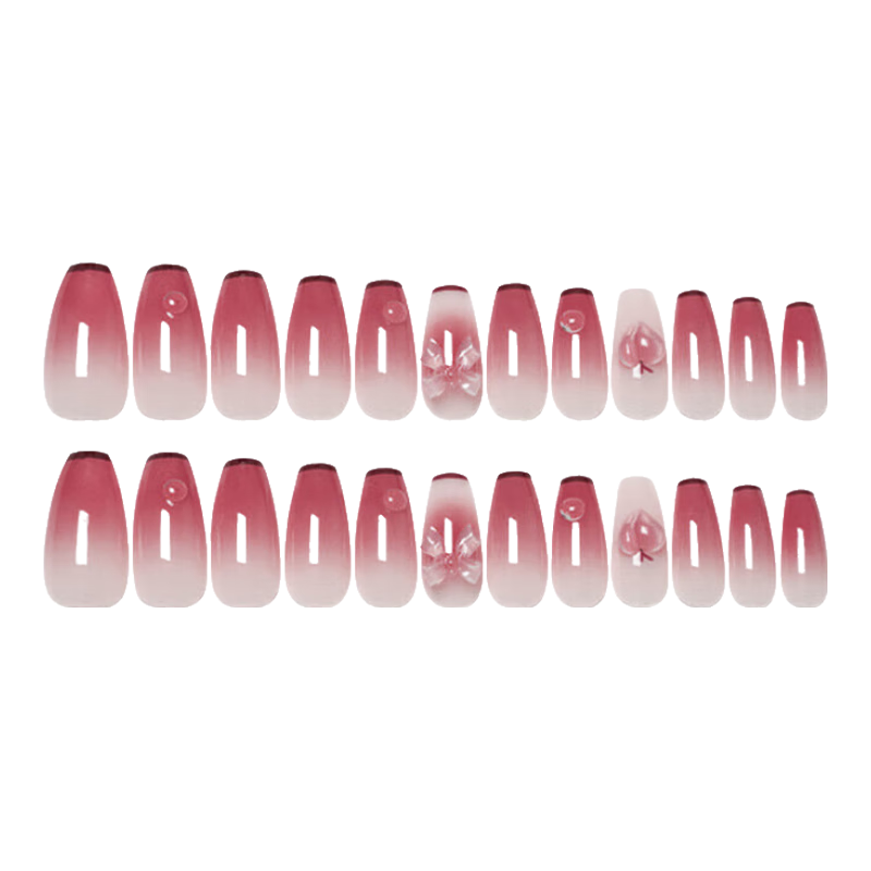 優(yōu)家多巴胺短款穿戴甲指甲貼片美甲貼美甲片24片多款含工具 蜜桃暈染 1件