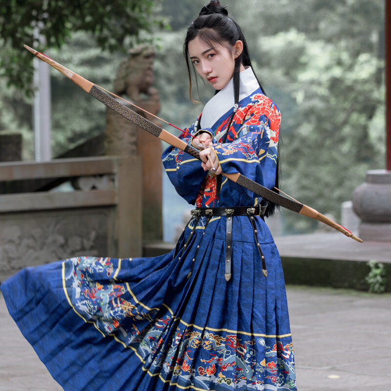 凝艋锦衣卫飞鱼服女曳撒莽服贴里明制汉服锦衣卫款古装cos服 蓝色 宝