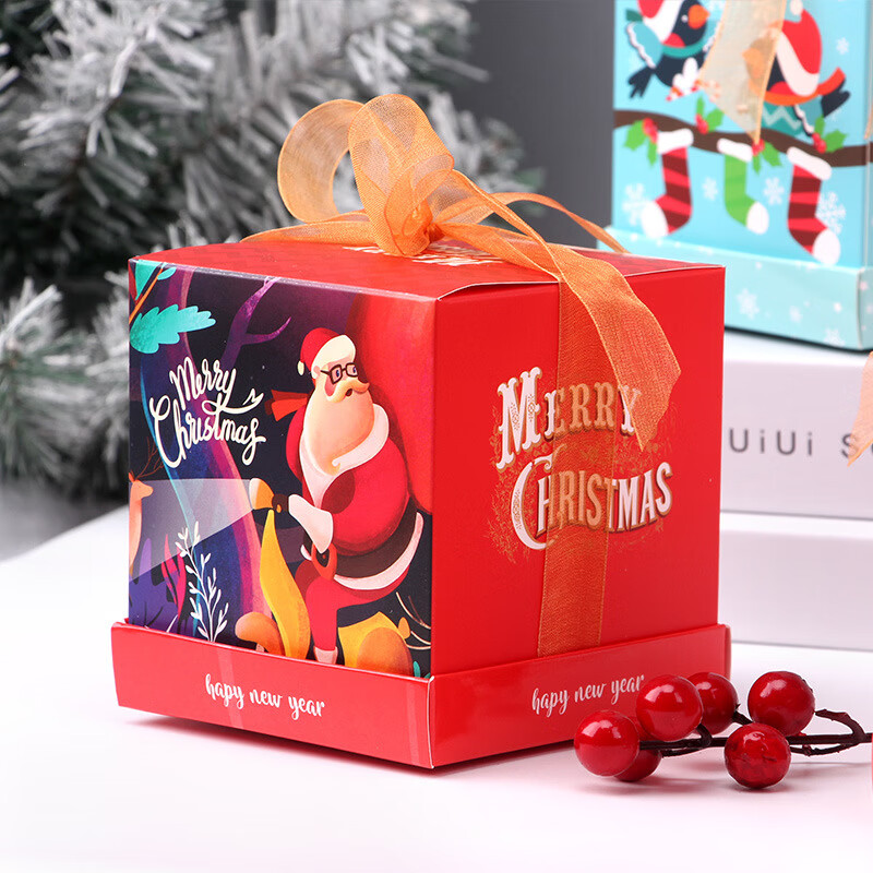 圣诞节装饰苹果盒子 礼盒 糖果盒 平安夜苹果包装礼品盒混装 钻石40个混