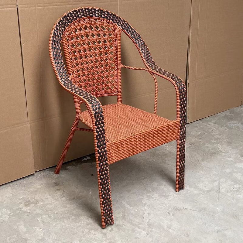 朵貌德国品质加大加固款带扶手椅子靠背椅藤编椅子室外椅子午休PE手工 黑棕色- 2把加大加固藤椅