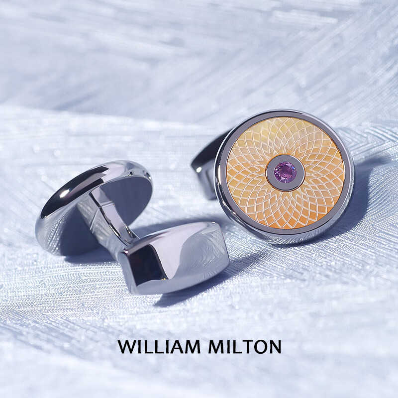 WILLIAM MILTON晚霞彩色贝母袖扣男士高端简约袖钉时尚定制生日礼物礼盒 落霞