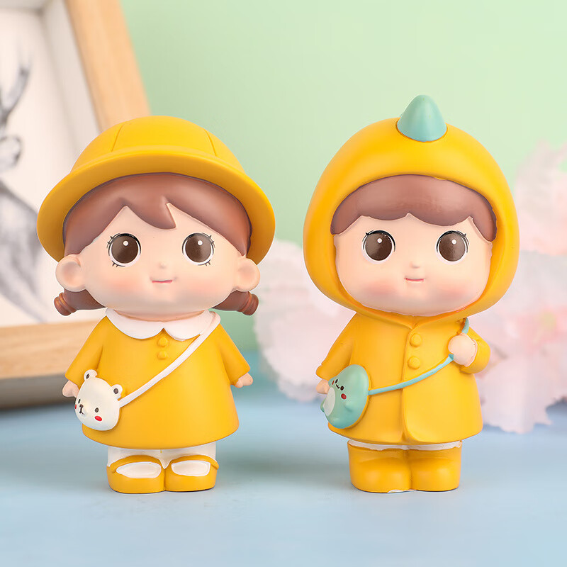 集物一册萌萌一小对卡通可爱情侣娃娃树脂摆件工艺品情侣小礼物汽车