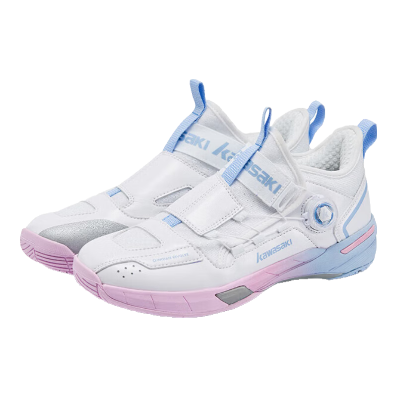 川崎（KAWASAKI）羽毛球鞋耐磨紐扣鞋帶男女款運動鞋穿越2.0Mid 白藍(lán) 42