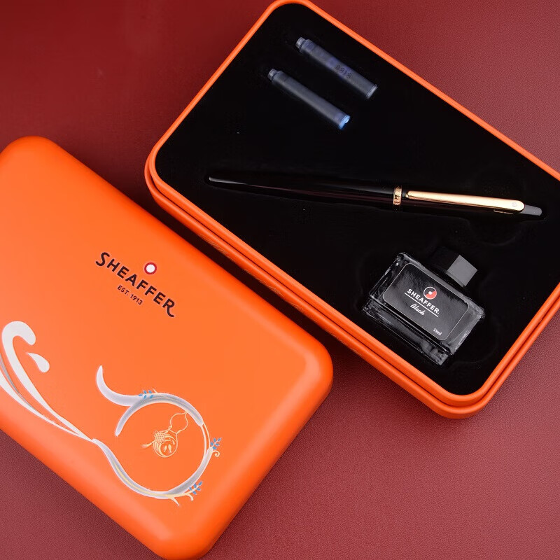 sheaffer鋼筆 VFM系列 學生禮品生日商務辦公學生簽字筆禮盒 活力套裝 黑琺瑯金夾 F尖