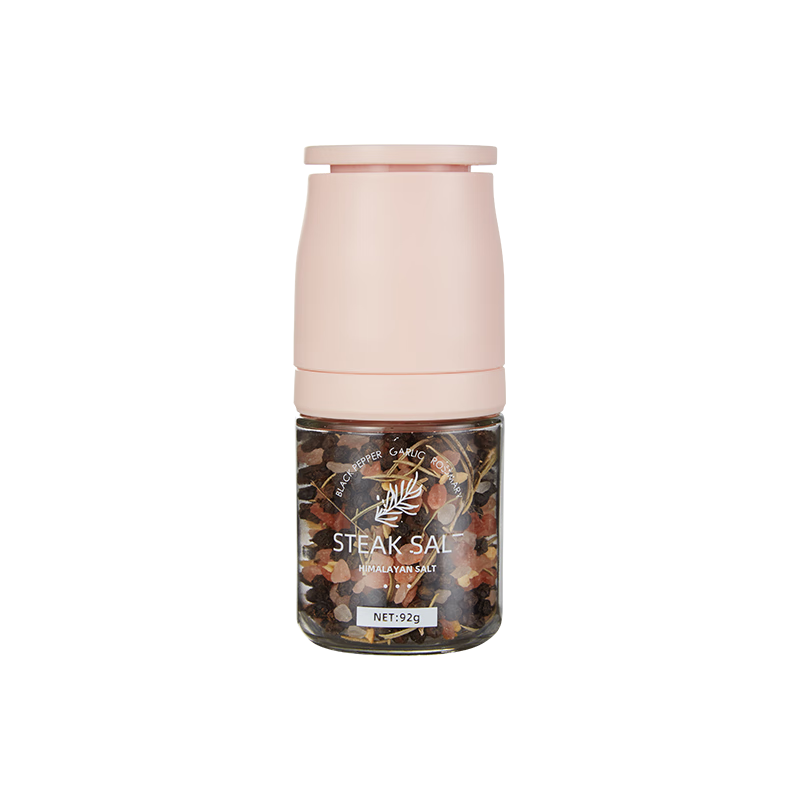 South Pacific Salt進(jìn)口黑胡椒海鹽蒜香研磨瓶92g低脂輕食調味鹽喜馬拉雅粉鹽迷迭香 【黑胡椒玫瑰鹽】92g/瓶
