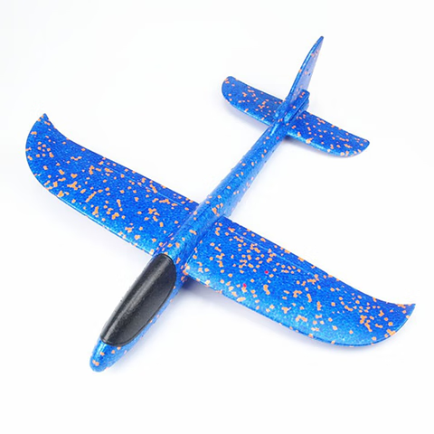 海伊朵手抛泡沫飞机模型滑翔机亲子户外网红拼装回旋耐摔纸飞机玩具 不发光手抛飞机蓝色
