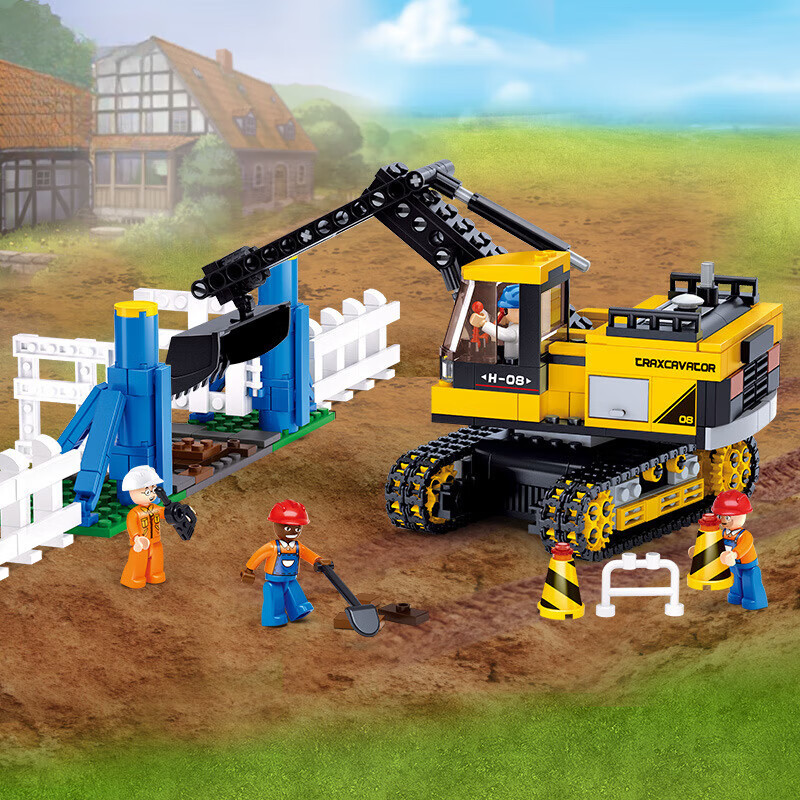 语森忆小鲁班0551履带式挖掘机积木新工程系列儿童兼容拼装玩具 默认