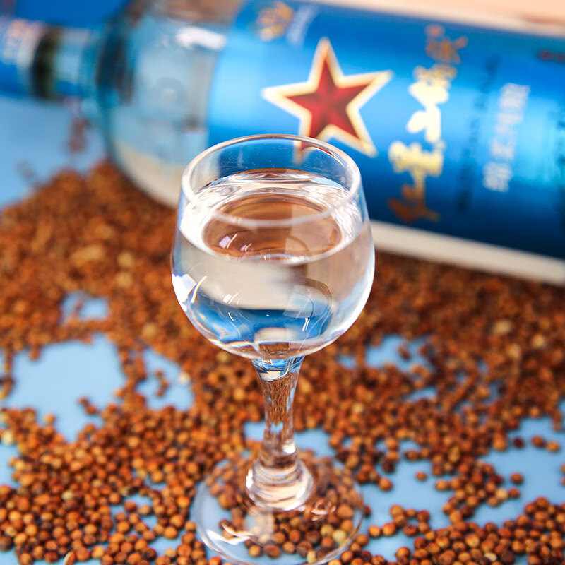 红星二锅头白酒 蓝铂金 清香型白酒53度源昇號 纯粮固态发酵中秋送礼 53度 1L 6瓶 整箱