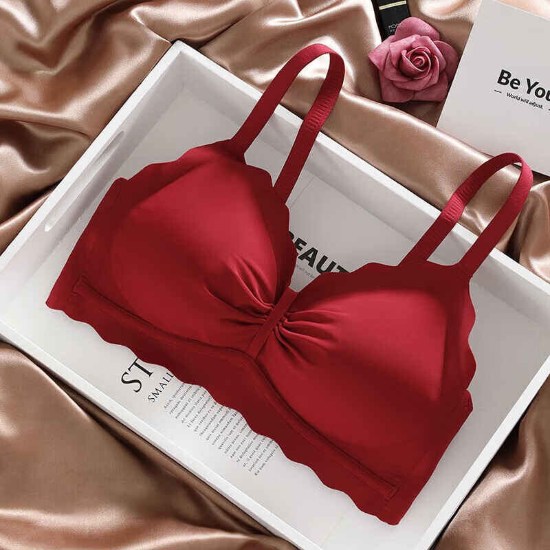 VOCKOO本命年龙年女红色内衣内裤套装新娘结婚小胸聚拢性感转运文胸罩 801套装 L(36/80AB)