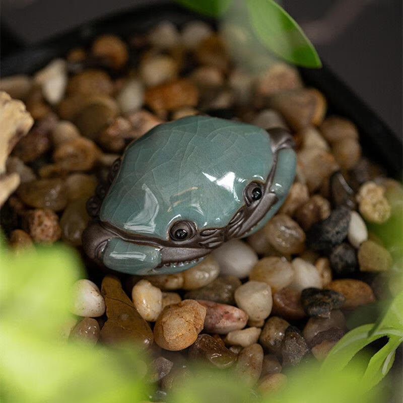 妙普乐茶宠变色螃蟹 陶瓷小螃蟹紫砂茶宠摆件茶具把玩螃蟹可养茶玩