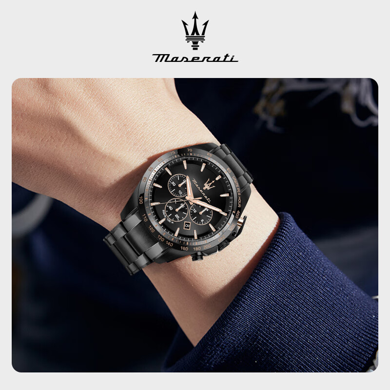 玛莎拉蒂运动手表男黑武士轻奢潮流防水大表盘时尚男表学生生日新年礼物 【爆款】经典武士黑 R8873612048