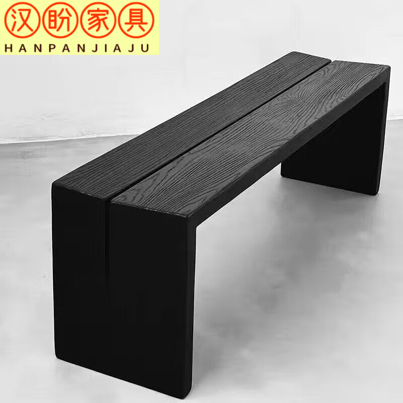 漢盼侘寂風(fēng)黑色實木長凳雅換鞋凳實木床尾凳客廳餐桌凳北歐簡約長條凳 松木駿馬黑長140-寬35-高45CM