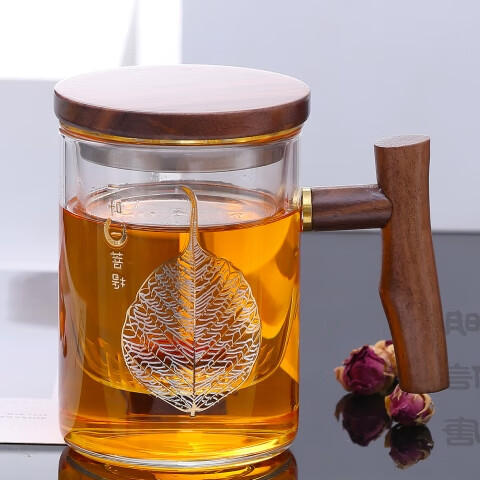 明信唐玻璃茶杯茶水分离办公室男女杯子高档个人专用过滤泡茶杯 菩提