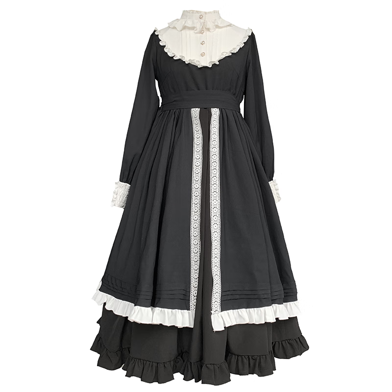 橦舟渡withpuji【归无op】原创设计大裙摆cla系修女风lolita赠假领秋