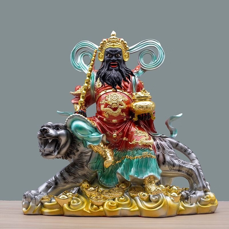 武财神财神赵公明树脂骑虎神像家用元帅店铺开业黑虎供奉招财摆件