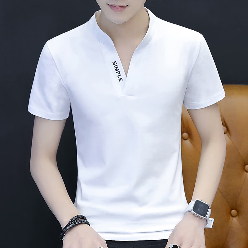 以纯(yishion)夏季男士立领印花短袖半截袖polo衫男装打底衫潮流上