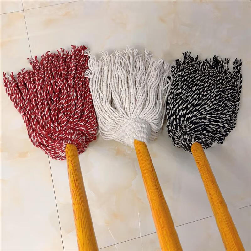 山头林村拖把饭店专用 木杆棉线拖把老式家用拖地拖把圆形耐用吸水
