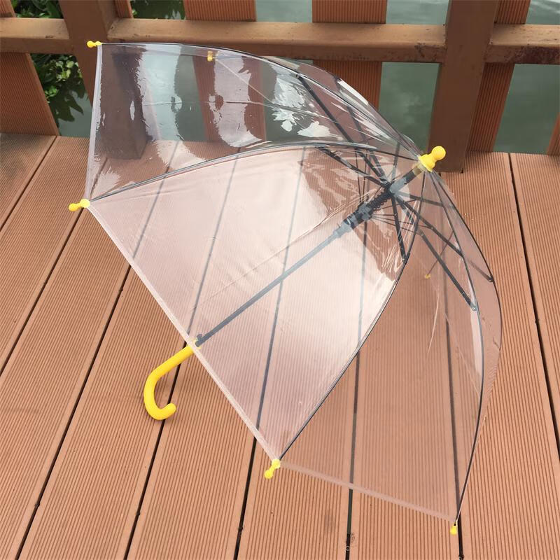 全透明网红儿童半自动雨伞大童成人超轻小学生男女孩直柄伞 460小透明