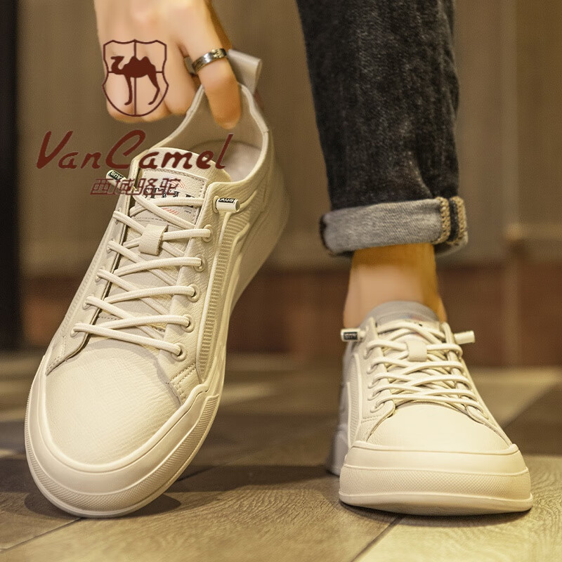 鞋男鞋春季男士2024年新款时尚百搭小黑鞋男款潮流板鞋鞋子男 沙色 39