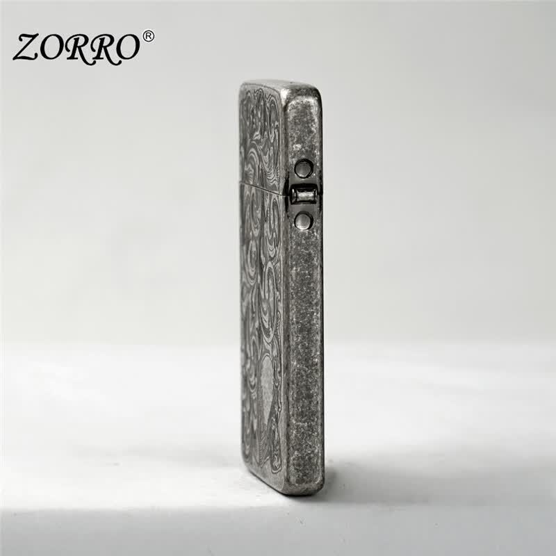 佐罗ZORRO佐罗超薄朴实古银唐草防风煤油打火机创意潮节日礼物送男友1 豪华版超薄古银唐草仙子ZS5-320