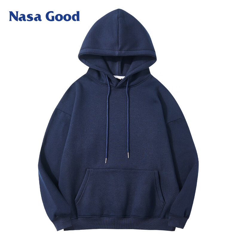 NASA GOOD连帽卫衣男秋季潮流时尚棉质舒适百搭运动休闲男装打底衫 蓝M
