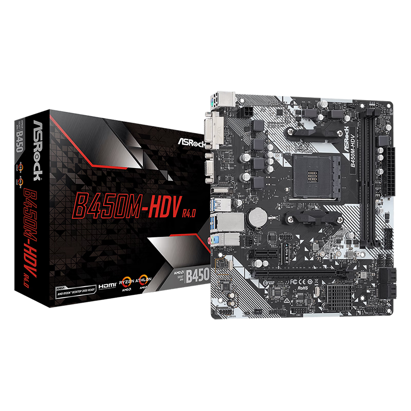 华擎科技（ASRock）A520M-HVS B450M-HDV R4.0 B550M Pro SE 搭配 5500/5600/5600GT/5700G/5700X 板U套装 B450M-HDV R4.