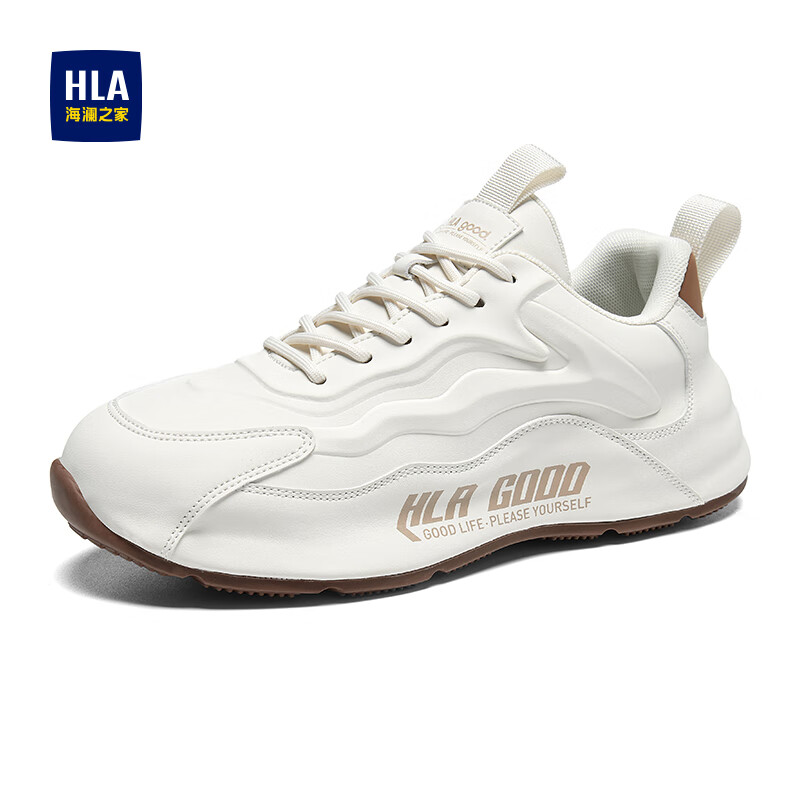 HLA海澜之家男鞋新秋运动鞋潮流增高休闲鞋男士厚底HAAXXM3DAC279 白色AA 42